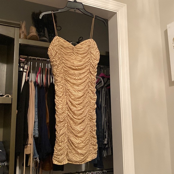 Tan zebra print gotten mini dress. New with tags - Picture 1 of 4